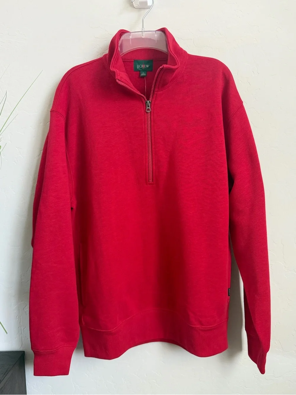 J.Crew Heritage Fleece Quarter Zip Sweatshirt Red NWT Men’s Medium $128